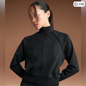 Nike Skims Black Full‑Zip Bomber Jacket for Women Cropped